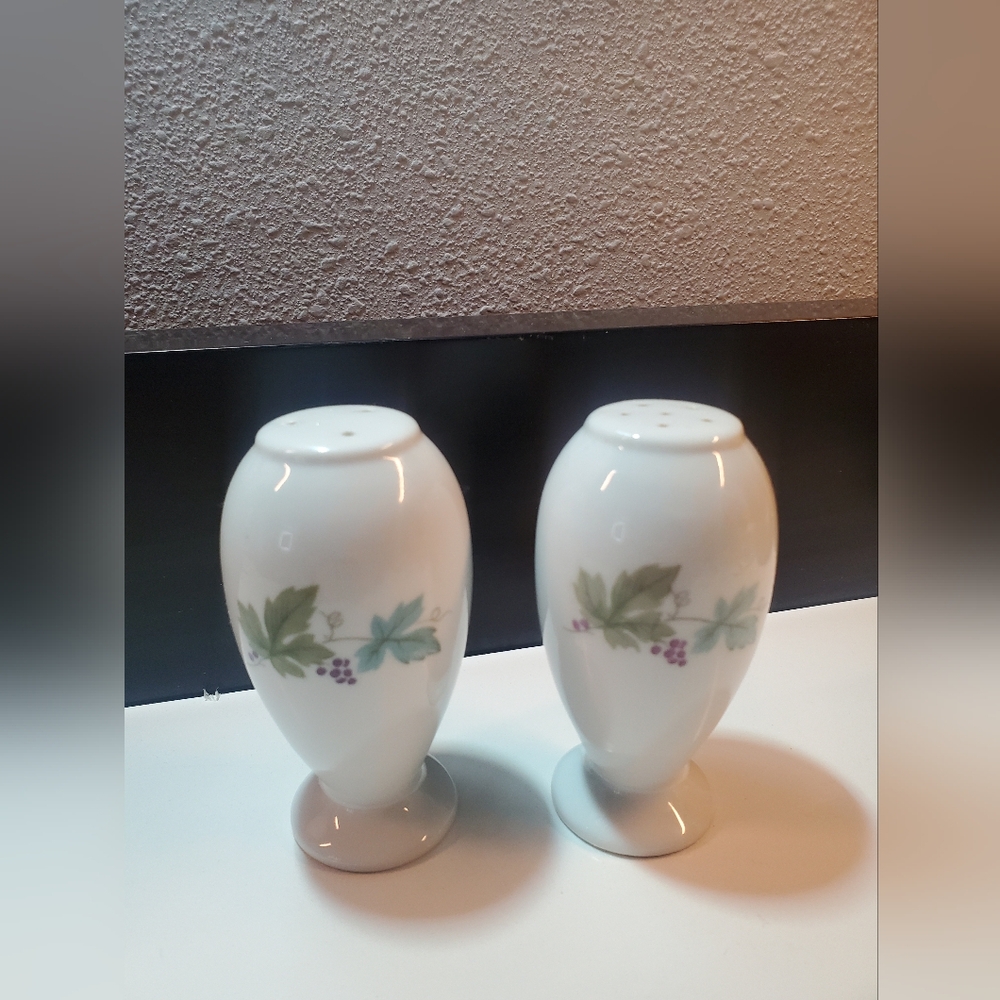 Fine China of Japan Pepper and Salt Shaker , Vintage , Blue, green 🍃 🍂 🍁